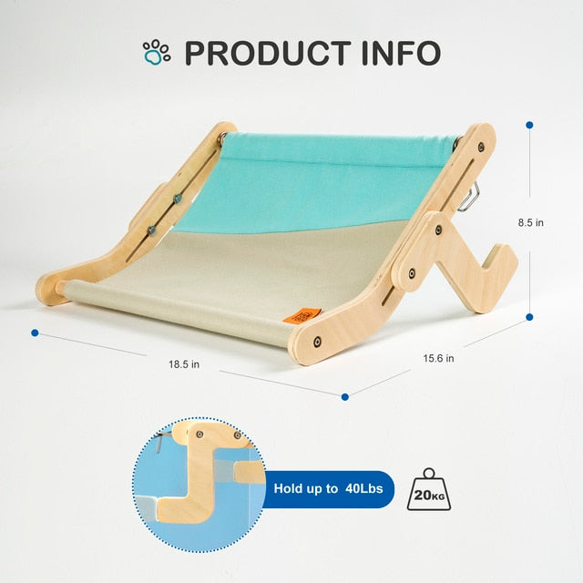 Mewoofun Sturdy Cat Window Perch Wooden Assembly Hanging Bed Cotton Canvas Easy Washable Multi-Ply Plywood Hot Selling Hammock