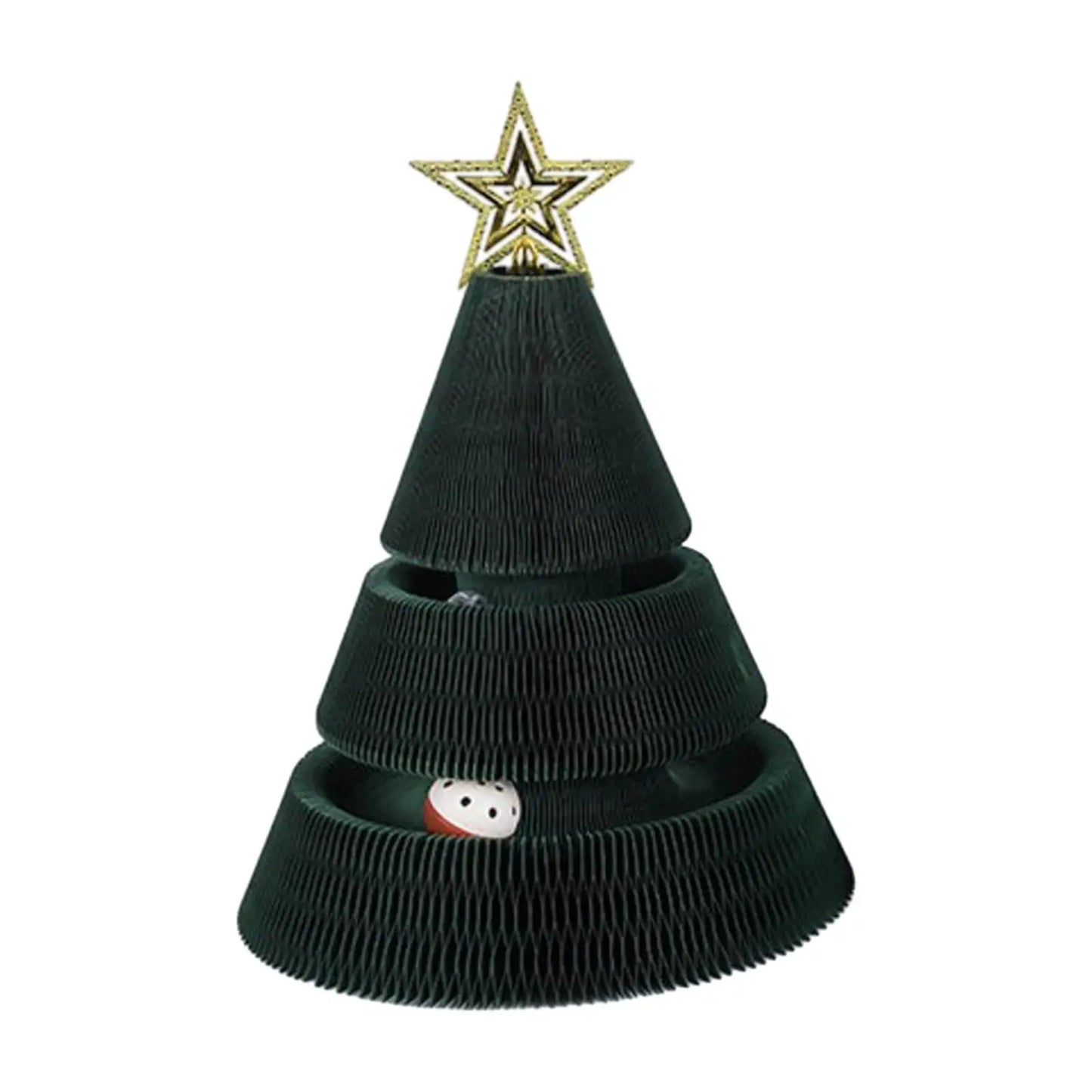 Christmas Tree Cat Scratching Board - Interactive Cat Scratcher with Bell Ball and Catnip