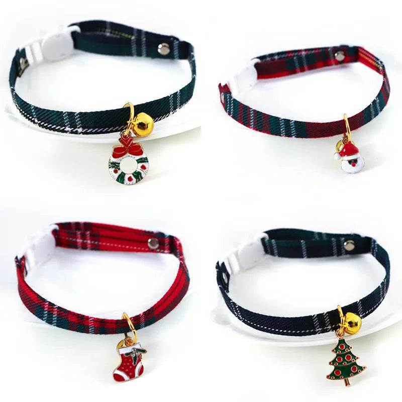 2023 Christmas Holiday Cat Collar - Adjustable Festive Neck Strap with Pendant for Puppy, Kitten, Chihuahua, and Pets