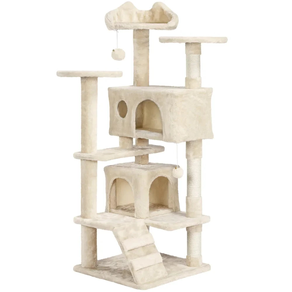 Multi-Level Cat Tree Tower with Condos, Scratching Posts & Fur Balls