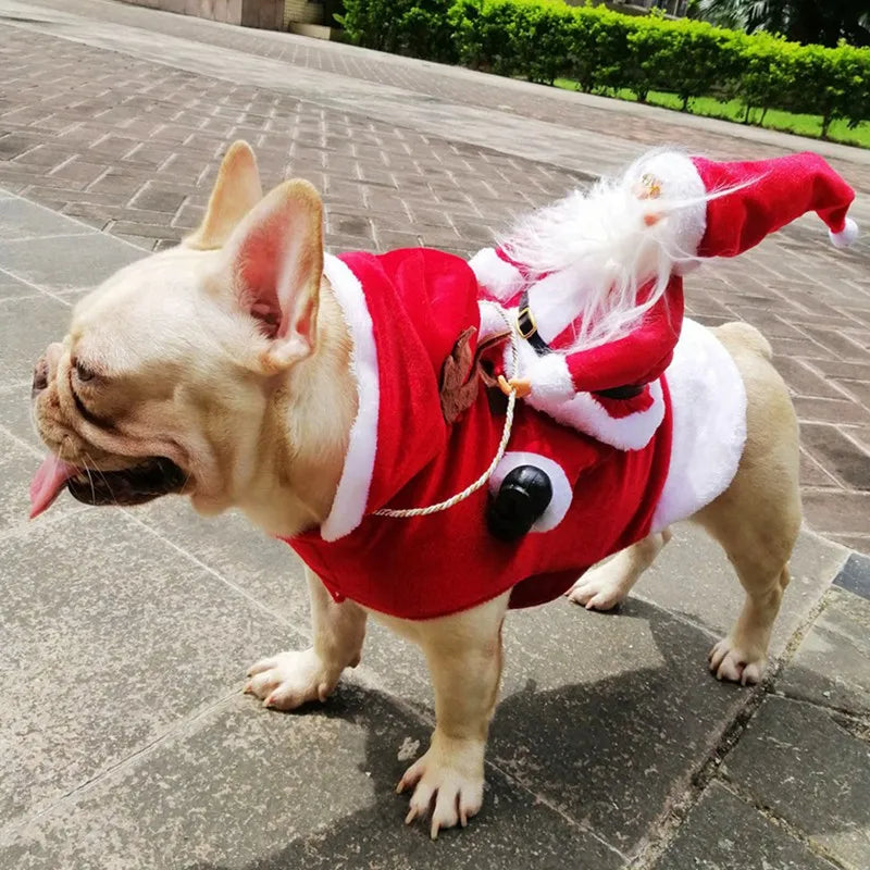 Adorable Santa Claus Riding Dog Christmas Coat - Warm & Festive