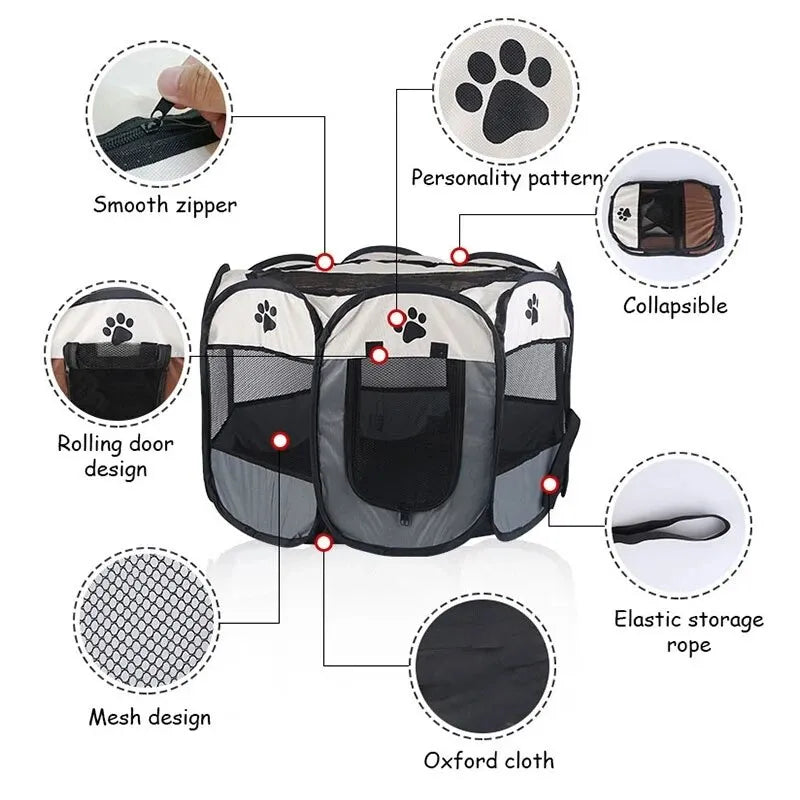 Portable Octagonal Pet Tent Kennel: Foldable Shelter for Pets of all sizes