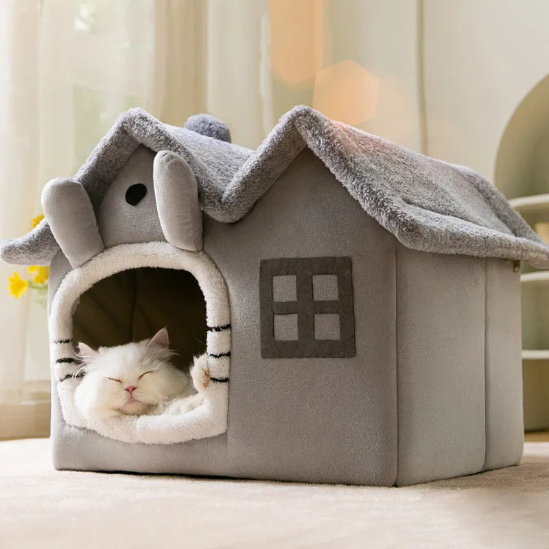 Foldable Cat House Winter Warm Bed