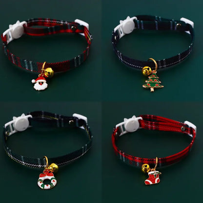 2023 Christmas Holiday Cat Collar - Adjustable Festive Neck Strap with Pendant for Puppy, Kitten, Chihuahua, and Pets