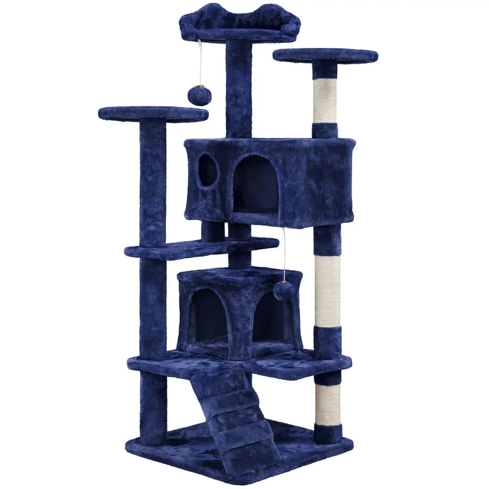 Multi-Level Cat Tree Tower with Condos, Scratching Posts & Fur Balls