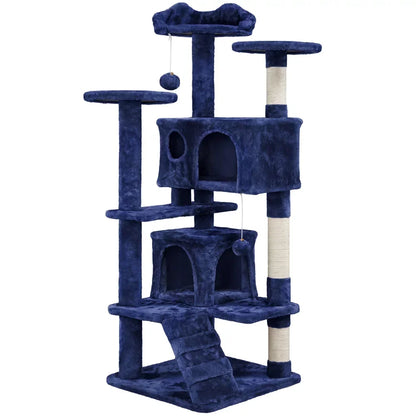 Multi-Level Cat Tree Tower with Condos, Scratching Posts & Fur Balls