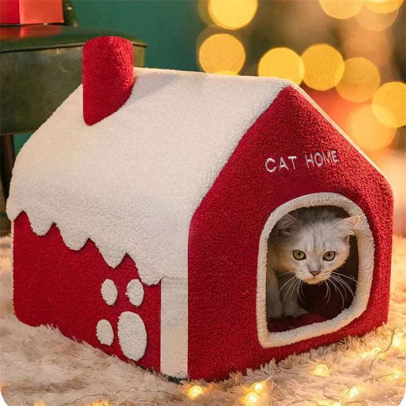 Christmas Pet House Cat Bed -  Soft & Breathable