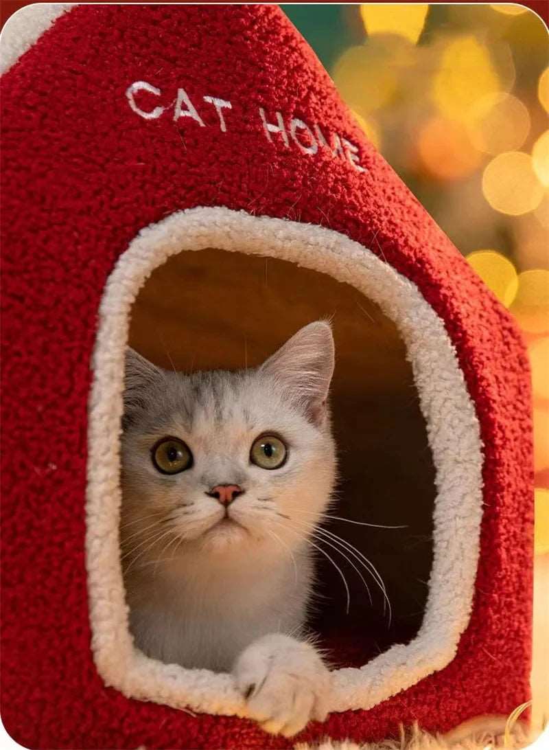 Christmas Pet House Cat Bed -  Soft & Breathable