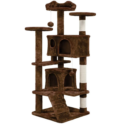 Multi-Level Cat Tree Tower with Condos, Scratching Posts & Fur Balls